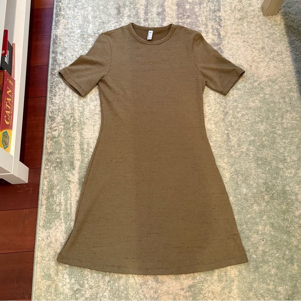 American Apparel Green Sheath Mini Dress Casual Crew Neck